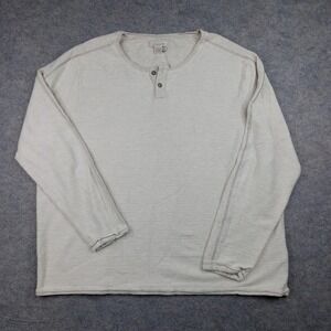 Carbon 2 Cobalt Shirt Men 2XL White Henley Long Sleeve Textured Knit Herringbone